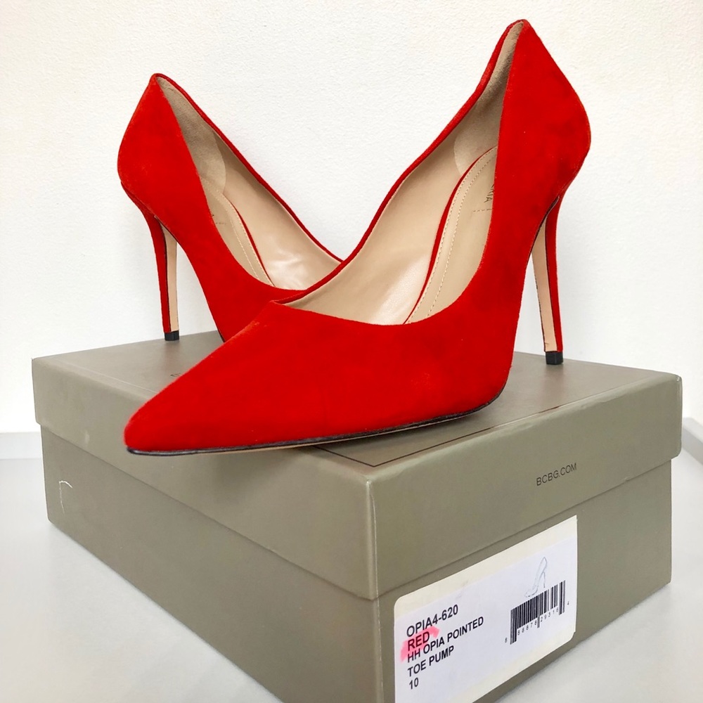 BCBG MAX AZRIA Red Suede Pumps Size 10